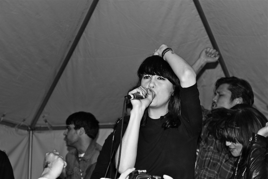 Dee Dee of the Dum Dum Girls at the Frenchkiss showcase
