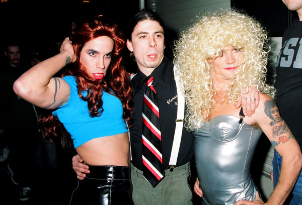 Dave Grohl poses with Anthony Kiedis and Flea in drag