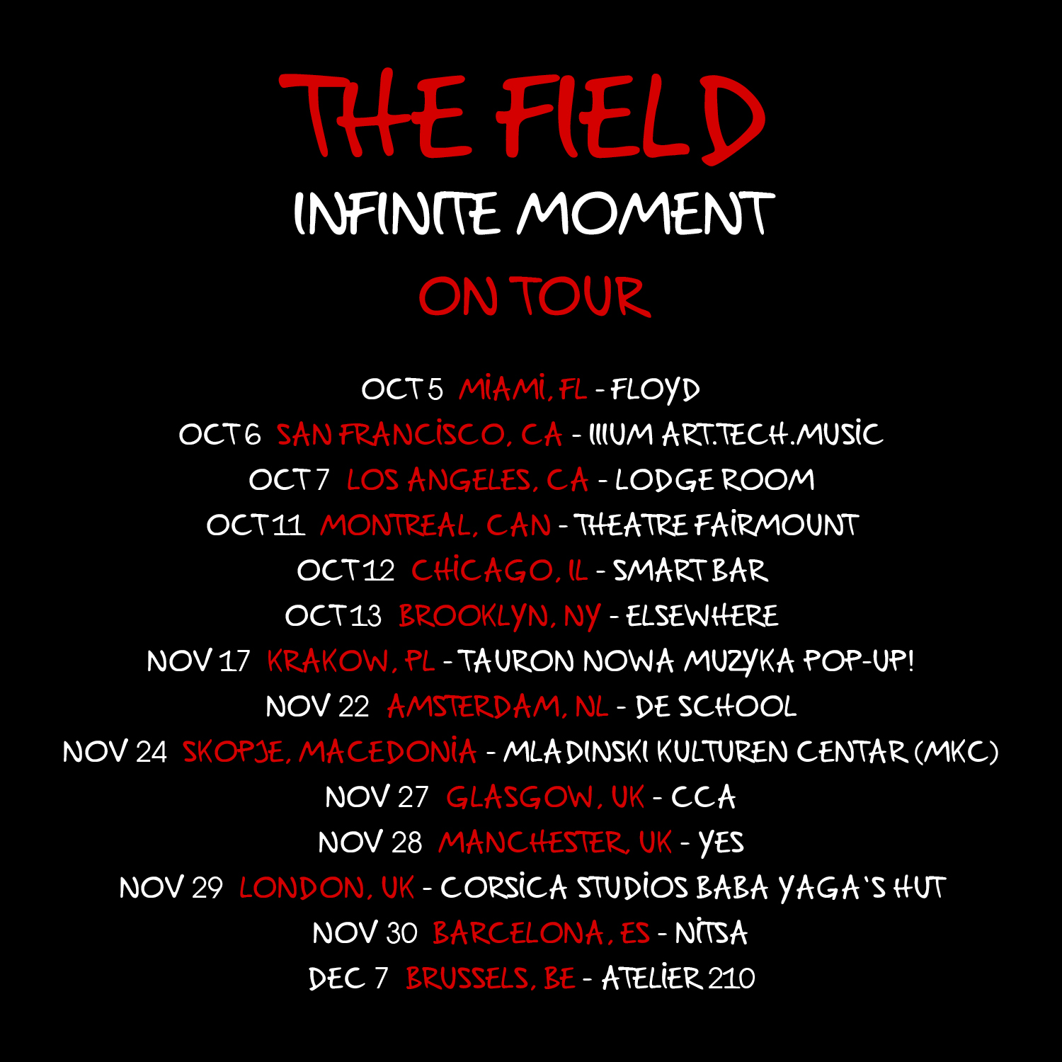 the field tour dates